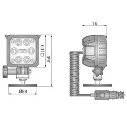 Lampa robocza LED 2000LM rozproszona magnes przewód 8m wylacznik