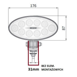 Lampa robocza halogen LED 4000lm skupione kat 4 zlacze AMP Faston