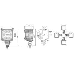 Lampa robocza halogen LED 1500lm 12V-24V Wesem 47800