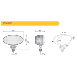 Lampa robocza halogen LED 3000LM rozproszone kat rozsylu 60x25 14DNI