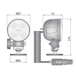 Lampa robocza halogen LED 2000LM rozproszona przewód 8m zapaliniczka