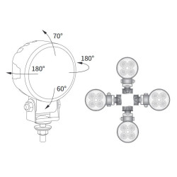 Lampa robocza halogen LED 2000LM rozproszona przewód 8m zapaliniczka