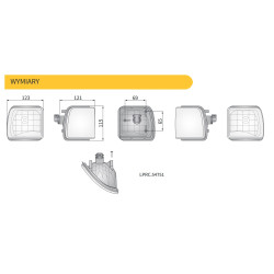 Lampa robocza halogen 123x115 John Deere prawa