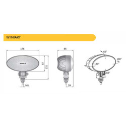 Lampa robocza halogen LED 4000LM rozproszone kat rozsylu 60x25