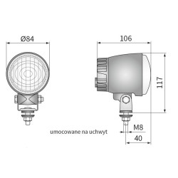 Lampa robocza halogen LED 500lm rozproszne kat rozsylu 32x13