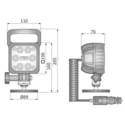 Lampa robocza halogen Wesem 3000lm raczka przewód 8m na magnes 14DNI
