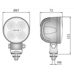 Lampa robocza LED 2000lm rozproszone kat rozsylu 58 zlacze H9H11