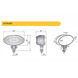 Lampa robocza halogen LED 4000lm rozproszone kat 60 Deutsch