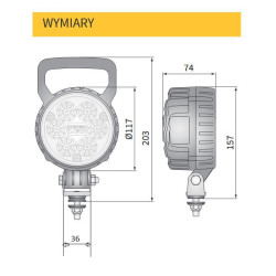 Lampa robocza halogen LED 2500lm rozproszone kat rozsylu 50 zlacze AMP