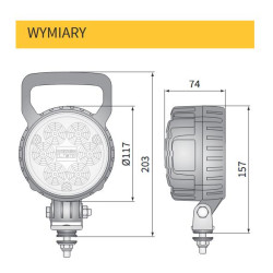 Lampa robocza halogen LED 2500lm rozproszone kat rozsylu 50 zlacze AMP