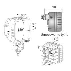 Lampa robocza LED 2000lm rozproszone przewód LED2F.47625
