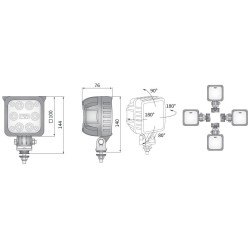 Lampa robocza halogen LED 3000LM rozproszone kat 50 Deutsch