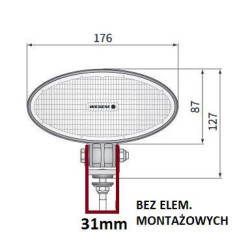 Lampa robocza halogen LED 4000lm rozproszone kat rozsylu 60x25