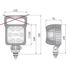Lampa robocza halogen LED rozproszone kat 50 zlacze Deutsch