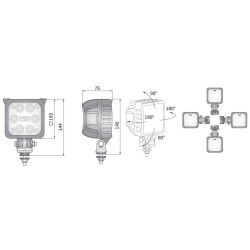 Lampa robocza halogen LED 3000lm skupione 6xLED przewód 0,5 m