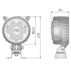 Lampa robocza LED 2500LM rozproszone przewód uchwyt omega