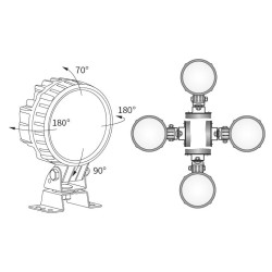 Lampa robocza LED 2500LM rozproszone przewód uchwyt omega
