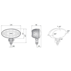 Lampa robocza halogen LED Wesem 4000lm + 1600lm przód + tył wymiatają
