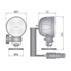 Lampa robocza halogen LED 1500lm rozproszone kat 58 uchwyt etui