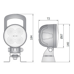 Lampa robocza halogen LED 1500lm rozproszone kat 58 uchwyt etui