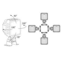 Lampa robocza halogen LED 3000lm rozproszone kat rozsylu 66x22