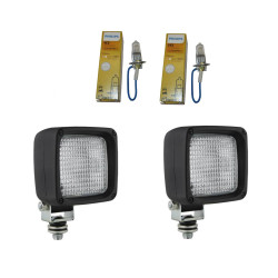 2x Lampa robocza halogen H31 100x100 szperacz rozproszone + zarówki