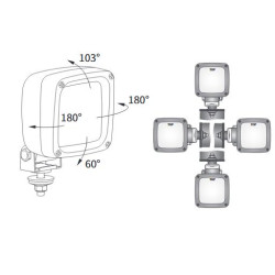 2x Lampa robocza halogen H31 100x100 szperacz rozproszone + zarówki