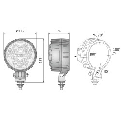 Reflektor halogen drogowy LED 117mm wiazka skupiona silny