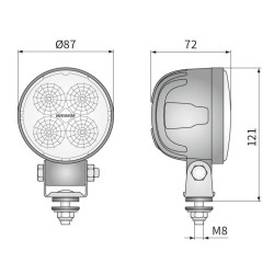Lampa robocza halogen LED 2000lm rozproszone kąt 35 złącze AMP CRC5K.54815