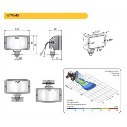 Lampa robocza halogen 138x78 wiazka szeroka kat rozsylu 41stopni 14DNI