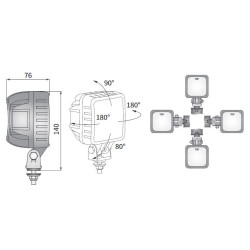 Lampa robocza halogen LED 2000lm rozproszona AMP kąt rozysyłu 58 LED2F.47606