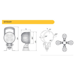 Lampa robocza halogen LED 1500lm rozproszone kat 35 diody magnes