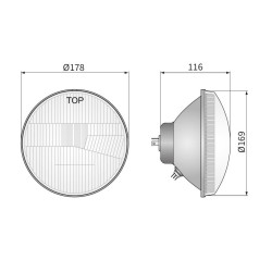 Reflektor lampa H4 178mm
