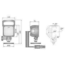 Lampa robocza LED 3000lm rozproszone gniazdko 14DNI