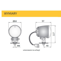Lampa robocza halogen H3 84mm szperacz rozproszone