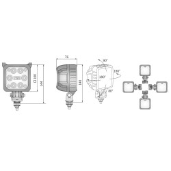 Lampa robocza halogen LED 2000lm rozproszone kat 50 zlacze AMP 14DNI