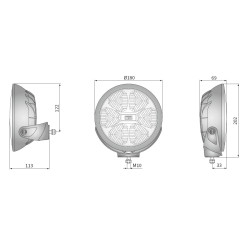 Reflektor drogowy dalekosiężny LED FERVOR 2400lm 180mm chrom TIR