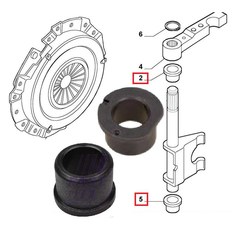 Tuleja łapy dzwigni sprzęgła Fiat Panda II III Punto Uno Stilo Marea Tuleja łapy dzwigni sprzęgła Fiat Panda II III Punto Uno Stilo Marea