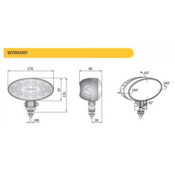 Lampa robocza LED 2200lm rozproszone przewod
