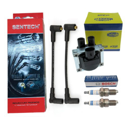 Cewka zapłonowa + przewody + świece Fiat Cinquecento 700 Magneti Marelli Sentech Bosch