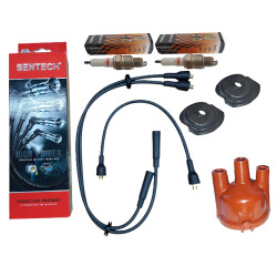 Przewody kable zapłonowe Sentech Fiat 126p STD Standard + świece Iskra + osłona świecy + kopułka