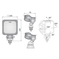 Lampa robocza halogen 1500LM funkcja światła  cofania przewod LED7.50925