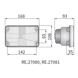 Reflektor lampa przód H4 168x106mm mijania drogowe RE.27081