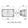 Reflektor lampa przód H4 168x106mm mijania drogowe RE.27081