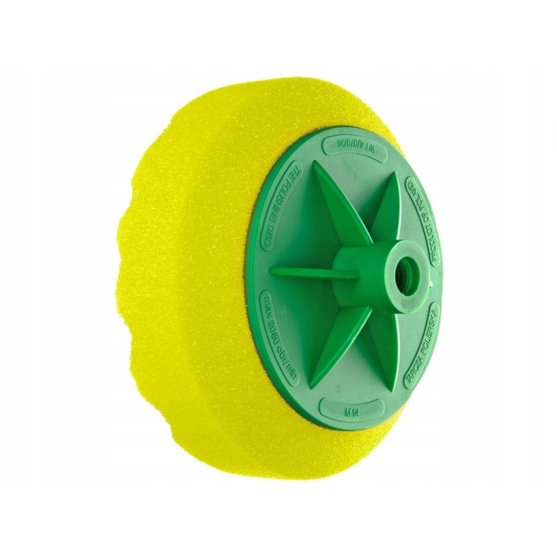 Gąbka polerska profilowana 150 mm na gwint M.14 średnio miękka - żółta Gąbka polerska profilowana 150 mm na gwint M.14 średnio miękka - żółta