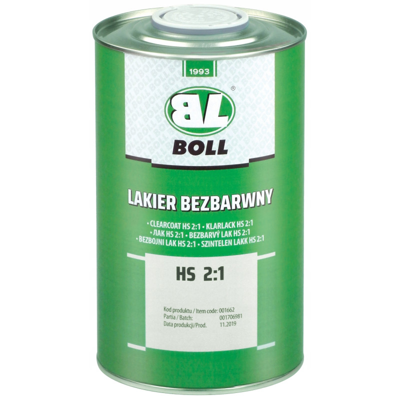 Lakier bezbarwny utwardzacz do lakieru w puszce HS 2:1 1 L