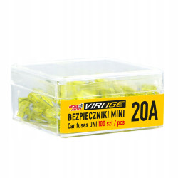 Bezpieczniki samochodowy płaski mini 100 szt. 20 A