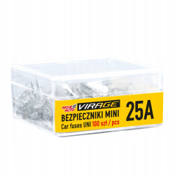 Bezpieczniki samochodowy płaski mini 100 szt. 25 A