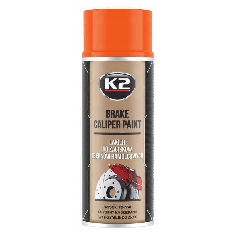 K2 Lakier do zacisków i bębnów hamulcowych pomarańczowy 400 ml K2 Lakier do zacisków i bębnów hamulcowych pomarańczowy 400 ml
