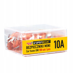 Bezpieczniki samochodowy płaski mini 100 szt. 10 A